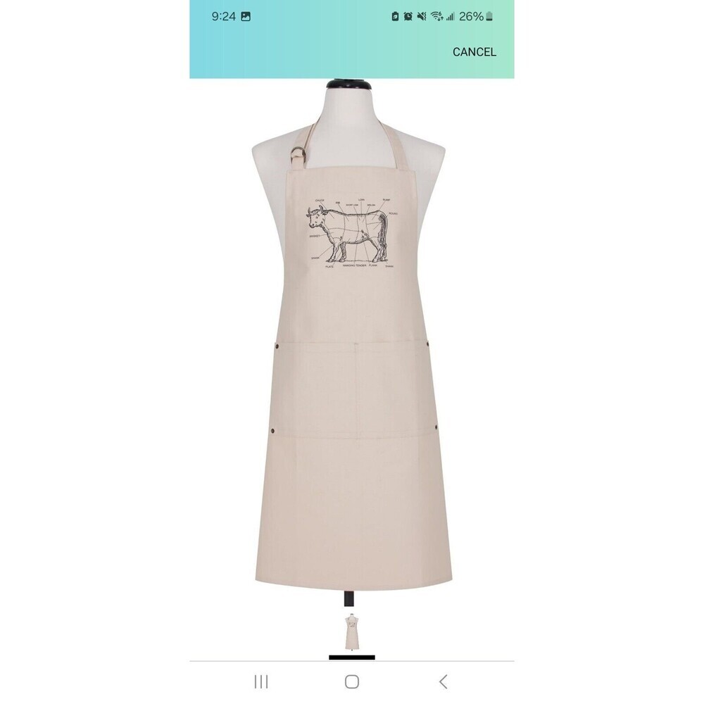 Cow Beef Cuts Butcher Apron 100%  Cotton